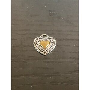 Silver & Gold Heart Pendant Charm For Jewelry Making